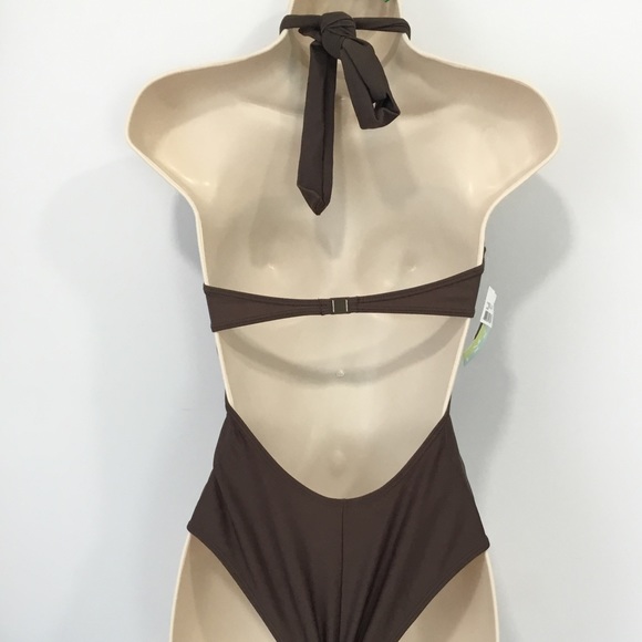 AGUA DOCE Chocolate Swimsuit Halter Medium Made in Brazil NEW - Picture 12 of 16
